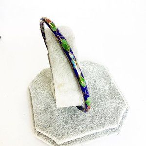 Vintage Chinese cloisonne bangle bracelet blue enamel cloisonne blue green color